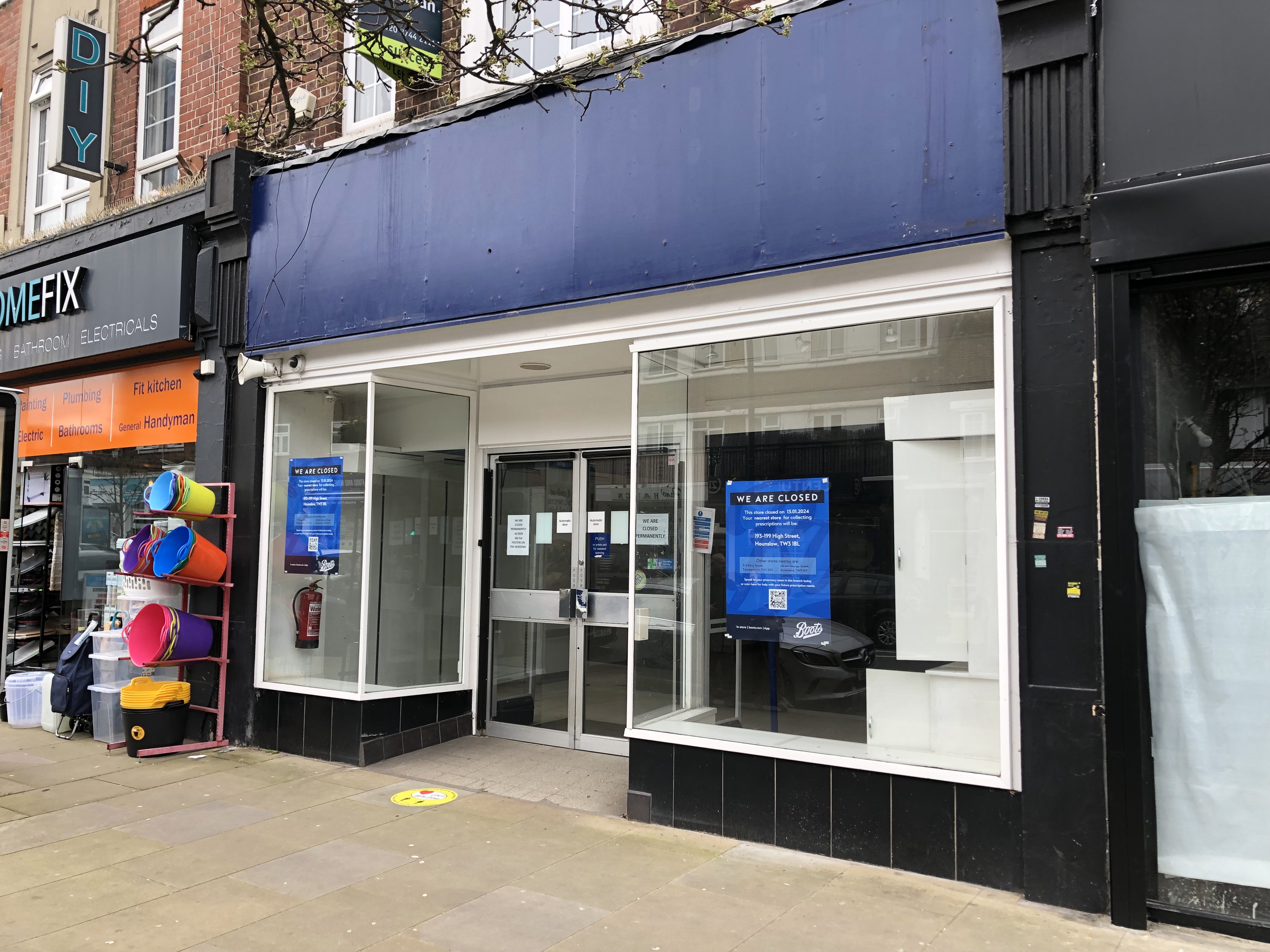 A closed former Boots pharmacy on Whitton High Street