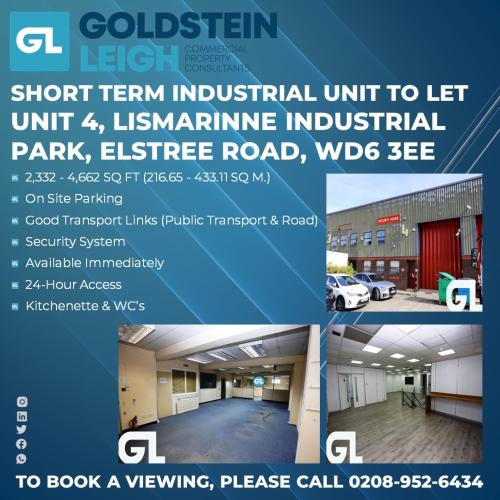 Lismarinne Industrial Park, Unit 4 Elstree Road, Elstree, Borehamwood, WD6